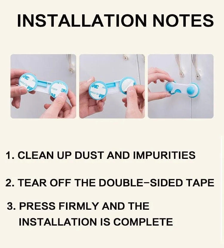 Child safety cabinet lock made of durable ABS plastic, multicolor design for cabinets, drawers, and fridge protection in Pakistan