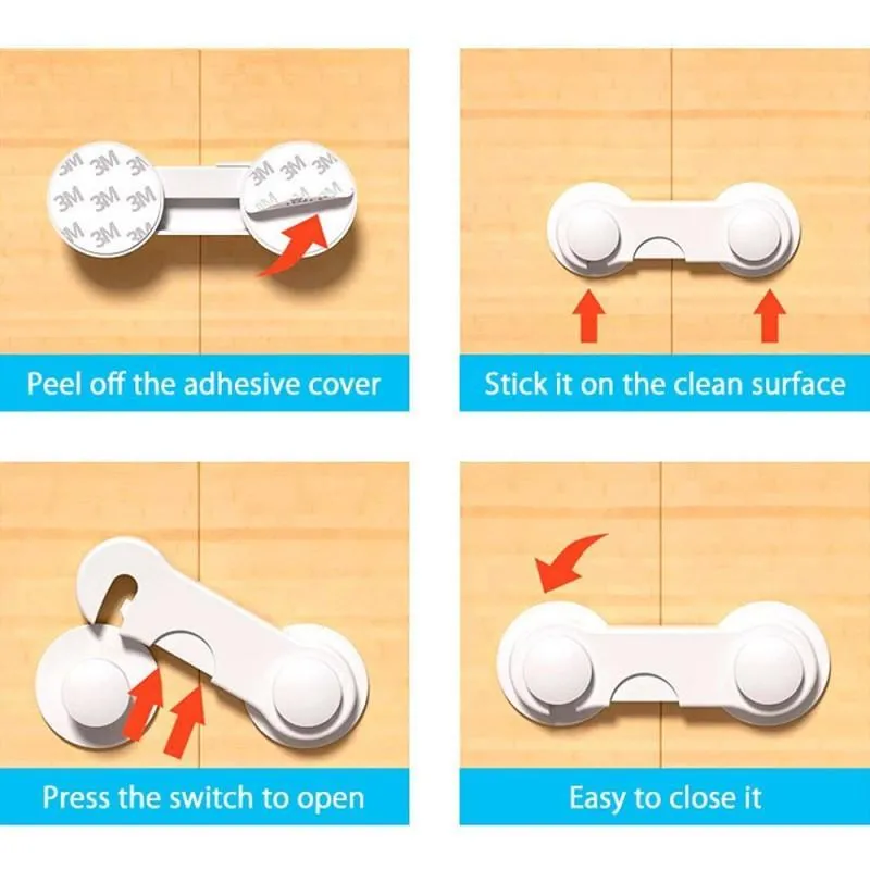 Child safety cabinet lock made of durable ABS plastic, multicolor design for cabinets, drawers, and fridge protection in Pakistan