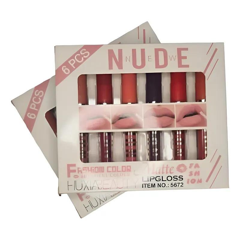 Nude Multicolor Matte Lip Gloss Pack of 6 High Pigmented Long Lasting