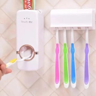 Toothpaste Dispenser and Brush Holder Smart Bathroom Organizer