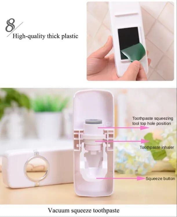 Toothpaste Dispenser and Brush Holder Smart Bathroom Organizer