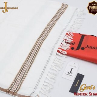 J. Mens wool embroidered shawl white winter