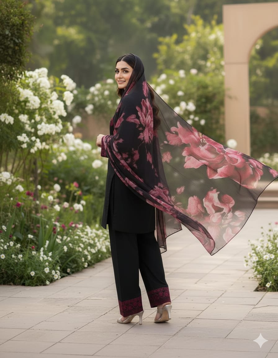 Exclusive Mahi-Noor 3PC Embroidery Linen Suit Fast Delivery - Image 4