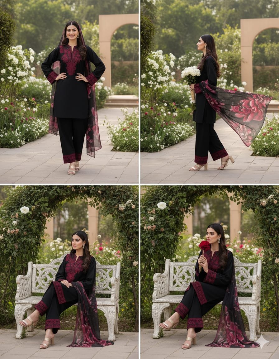 Exclusive Mahi-Noor 3PC Embroidery Linen Suit Fast Delivery - Image 3