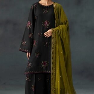 Sehar Embroidery 3PC outfit premium Dhanak fabric festive dress