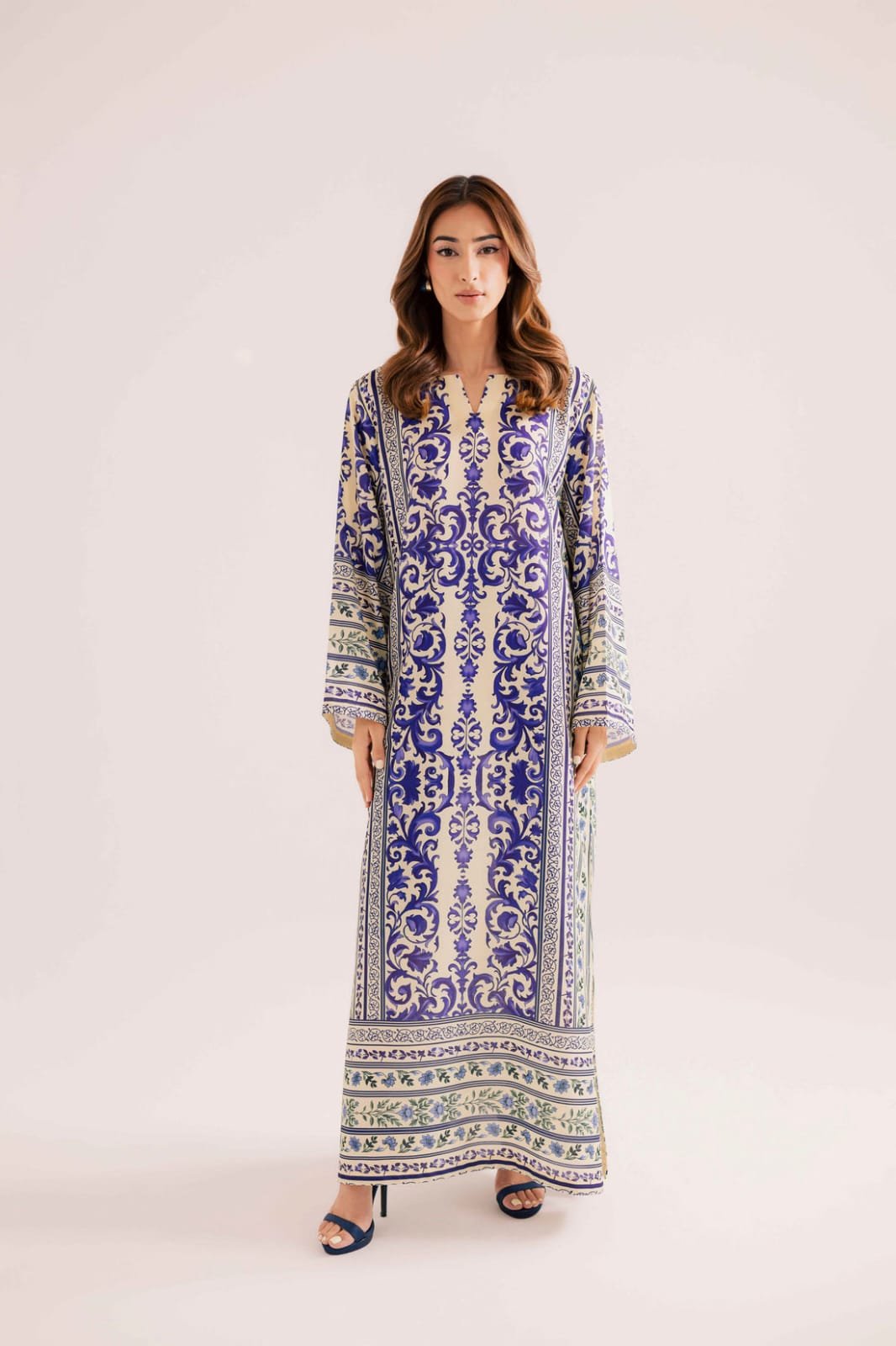YASMIN Kaftaan 2PC crepe silk fully digital printed long shirt with trouser
