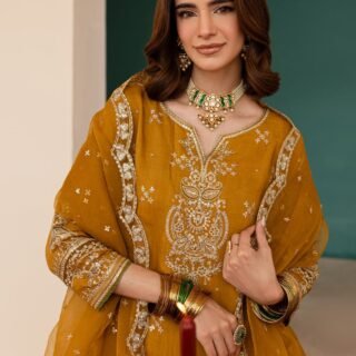 SONA Embroidered 3PC Farshi stone linen Eid festive dress