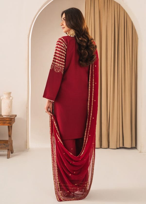 Exclusive Mehroon Peacock 3PC Stone Linen – Fast Delivery - Image 6