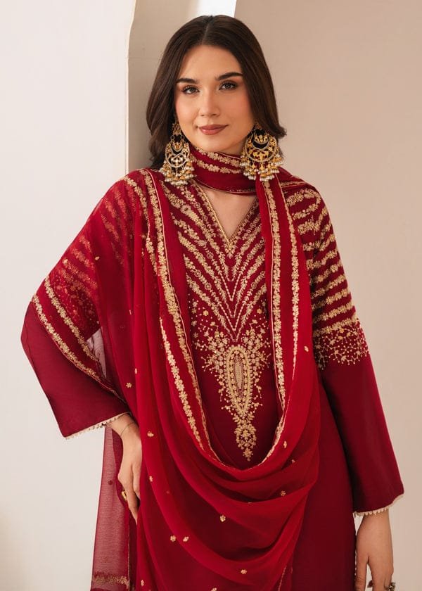 Exclusive Mehroon Peacock 3PC Stone Linen – Fast Delivery - Image 2