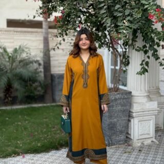 Naaz 2PC Stone Linen Embroidered Dress for Women