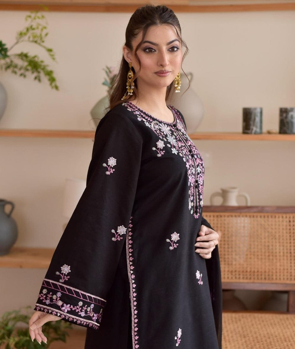 Juhi 3PC embroidered eid dress premium soft linen festive outfit