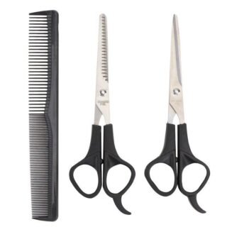stainless steel hair cutting scissors set with comb professional grooming kit