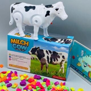 electric milch cow toy musical moving kids toy black white plastic