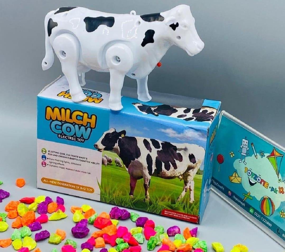 electric milch cow toy musical moving kids toy black white plastic