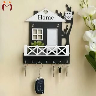Black wooden key holder with owl decor wall mount key organizer for home stylish entryway hanger