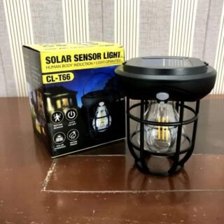 Motion Sensor Solar Lamp outdoor waterproof wall light black metal