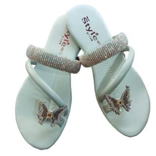 Grey butterfly embellished flip flops for women soft comfortable lightweight flats