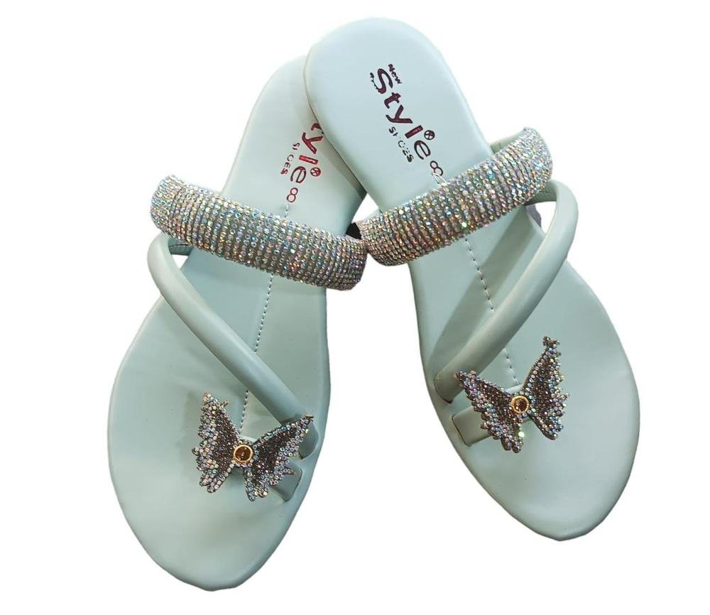 Grey butterfly embellished flip flops for women soft comfortable lightweight flats