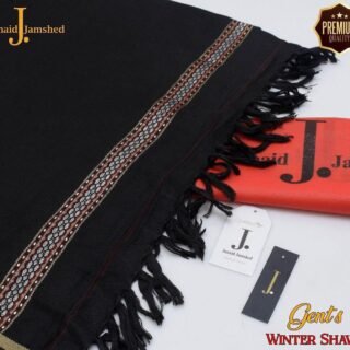 Men’s Embroidered Wool Shawl Black – Premium Winter Shawl 3 Yard