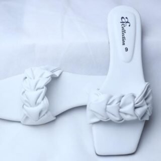 White Women’s Rexine Casual Slides – Lightweight Comfortable Daily Wear