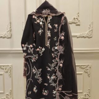 Noor embroidered 3PC cotton suit for women with chiffon dupatta stylish dress