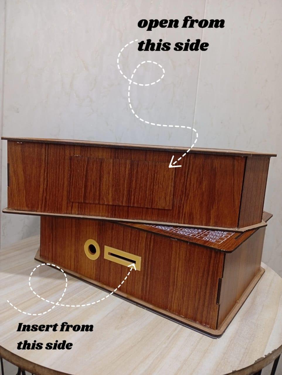 800000 PKR Wooden Saving Box with Target Chart MDF Money Box - Image 3