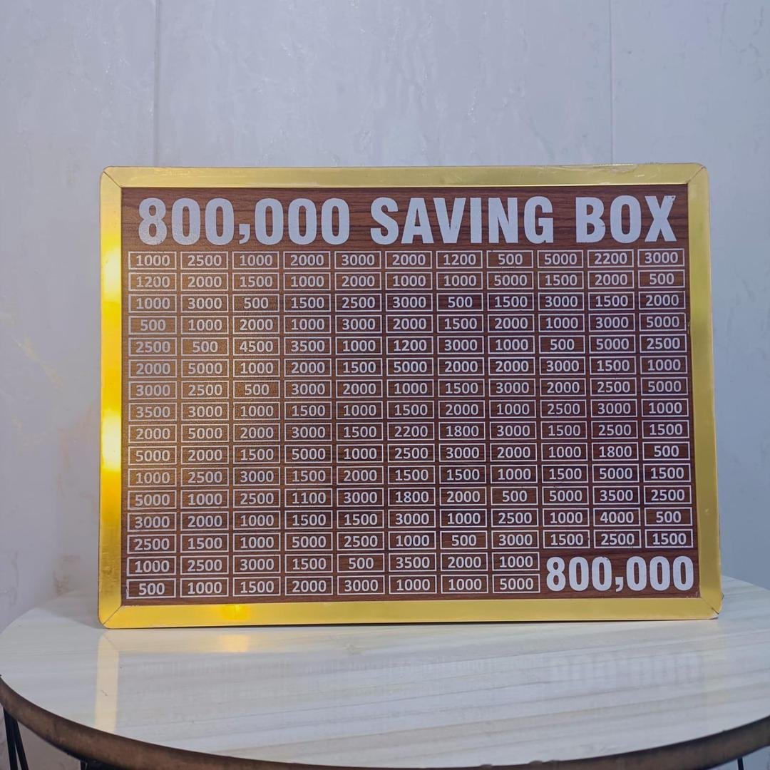 800000 PKR Wooden Saving Box with Target Chart MDF Money Box - Image 4