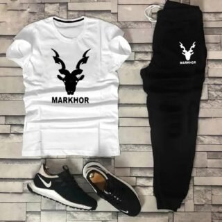 men cotton markhor graphic track suit black white gym casual wear breathable comfortable Pakistan
