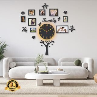 family tree wall clock with backlight 30x30 laminated decor modern home Pakistan