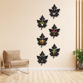 leaf wall art set of 6 mdf modern decorative wall hangings for home decor pakistan