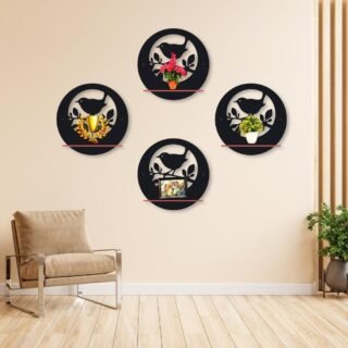 birds wall shelves set of 4 mdf decorative wall art black modern design home decor