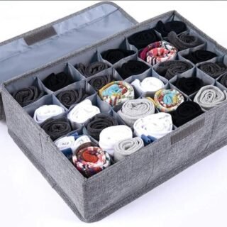 24 pocket socks organizer gray drawer storage box fabric