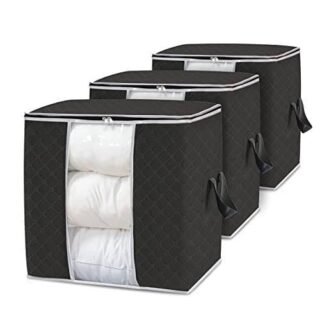 Waterproof storage box pack of 3 black patterned clothes organizer