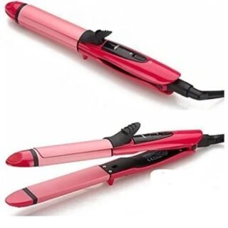 2 in 1 hair straightener and curler nano ceramic pink styling tool