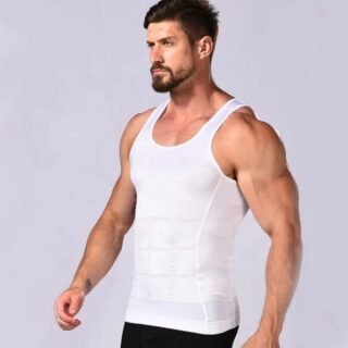 mens slimming body shaper vest white stretchable breathable compression shirt Pakistan