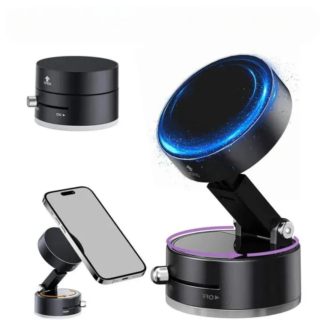 360 degree magnetic phone holder black ABS metal strong grip car office desk mobile stand