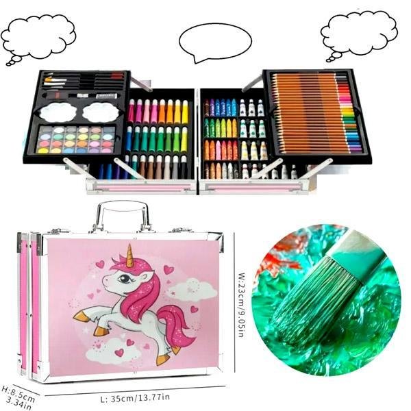 145 Pcs Unicorn Art Kit for Kids Drawing Painting Set Wooden Case - Image 2