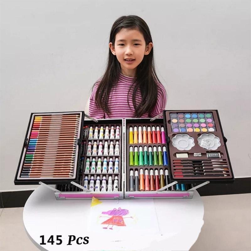145 Pcs Unicorn Art Kit for Kids Drawing Painting Set Wooden Case - Image 4
