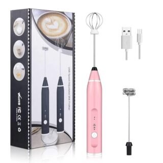 pink coffee whisk milk frother compact handheld kitchen beater tool