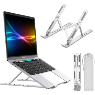 silver aluminium foldable laptop stand adjustable portable cooling desk stand