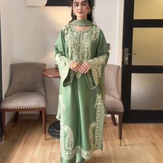 MAYA embroidery 3PC cotton suit embroidered shirt trouser chiffon lace dupatta elegant summer outfit Pakistan
