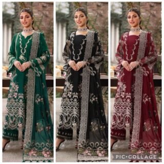 KAHF 3PC embroidered lawn suit khadi net dupatta heavy embroidery summer collection Pakistan