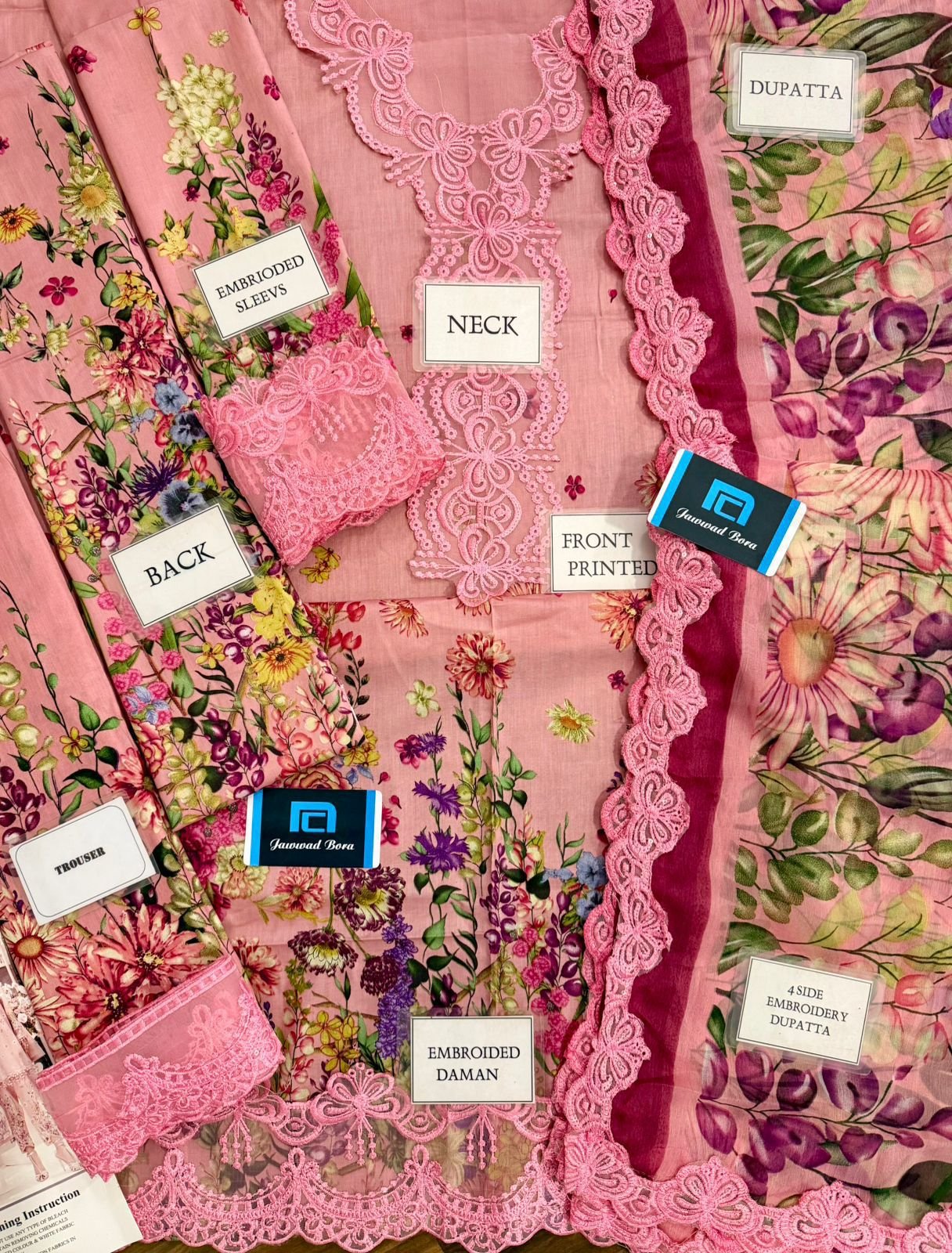 Maria B M Print Lawn 3PC Suit Printed Embroidered Summer Dress - Image 2