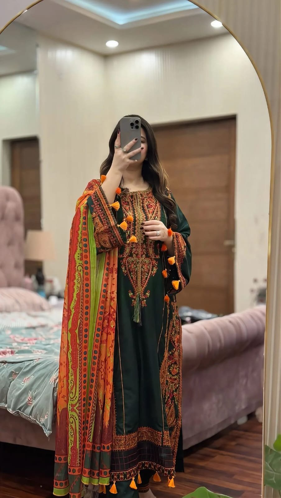 Zargul Embroidered 3PC Festive Lawn Suit Elegant Women Dress - Image 4