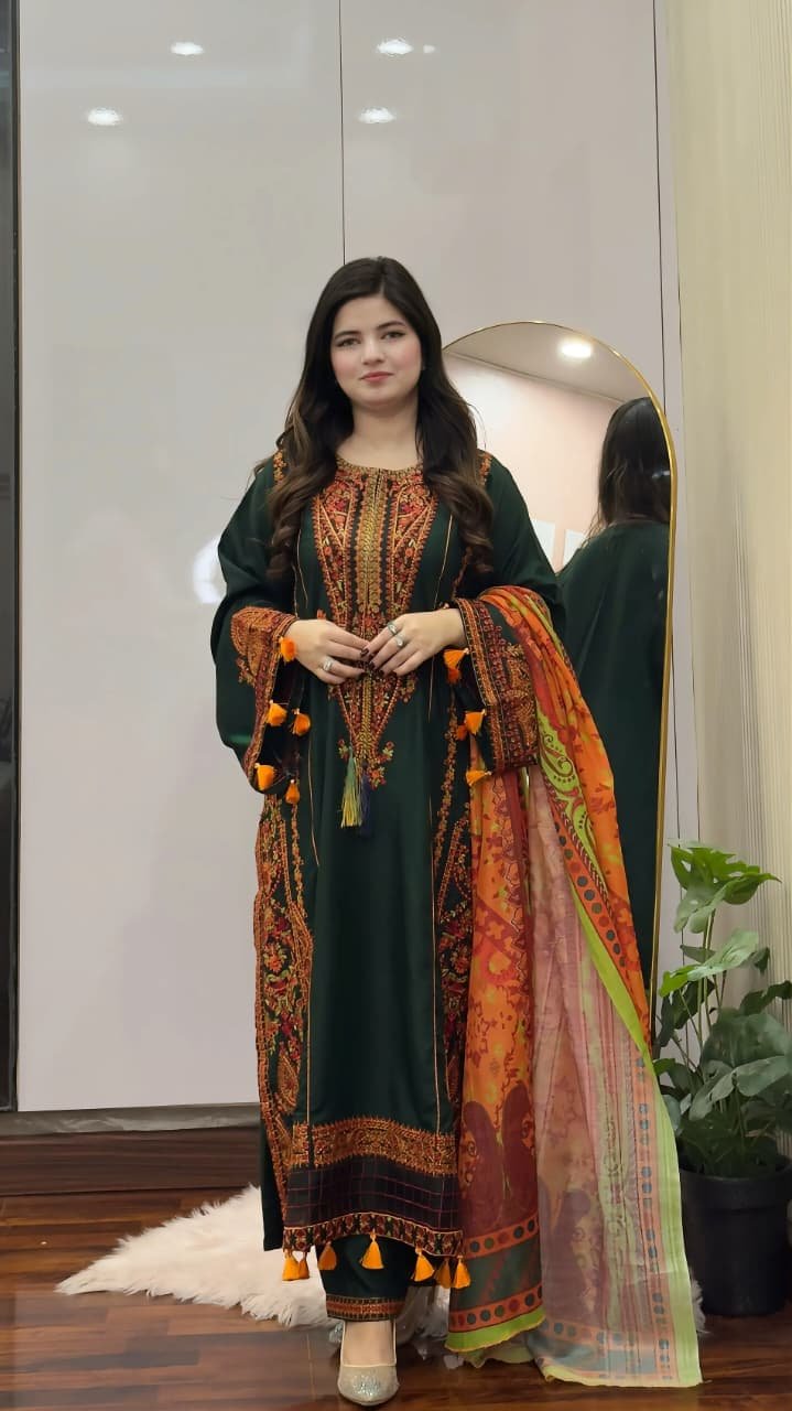 Zargul Embroidered 3PC Festive Lawn Suit Elegant Women Dress - Image 10