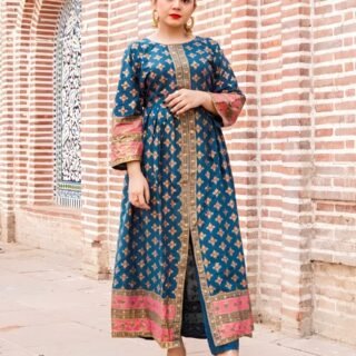 cotton fancy maxi 2pc printed dress women pakistan stylish breathable outfit