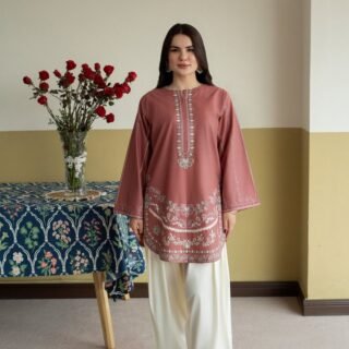 maya embroidery 2pc lawn suit with embroidered shirt and trouser elegant summer dress Pakistan