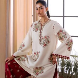Ethnic inspired 3PC lawn suit heavy embroidery with organza dupatta summer collection Pakistan