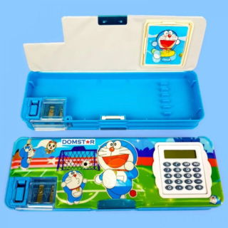 Doraemon double sided pencil box with calculator