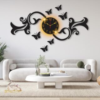 Butterfly Wall Clock Black Backlit Modern Home Decor M K Shopping Hub